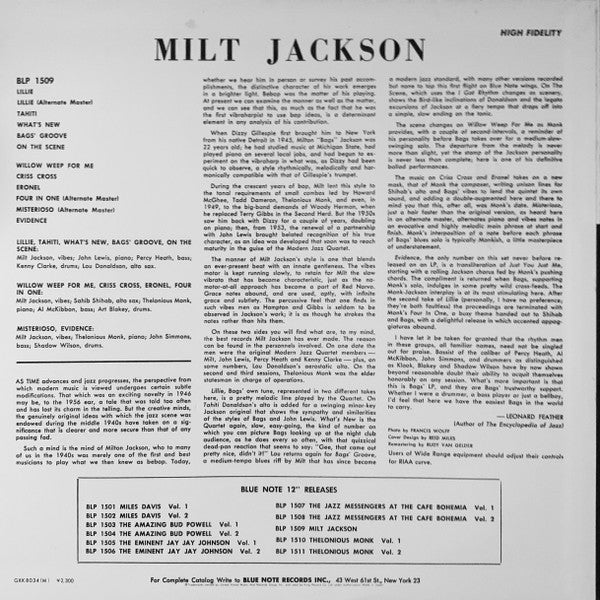 Milt Jackson With John Lewis, Percy Heath, Kenny Clarke, Lou Donaldson And The Thelonious Monk Quintet