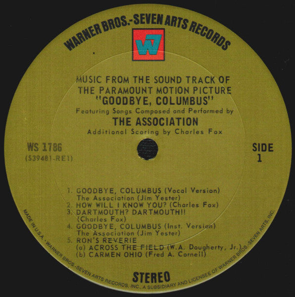 Music From The Sound Track Of The Paramount Motion Picture "Goodbye, Columbus"