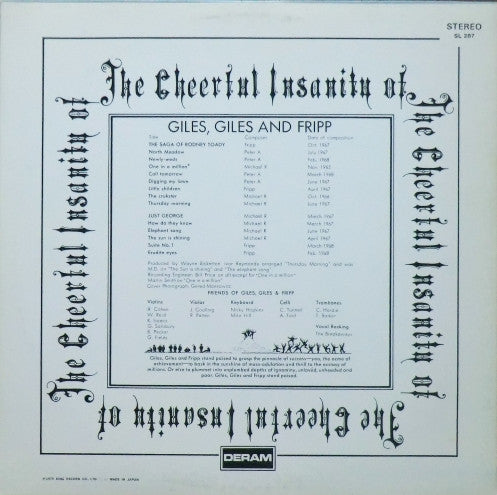The Cheerful Insanity Of Giles, Giles & Fripp