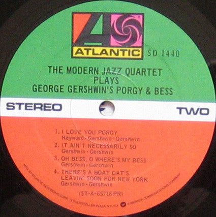 The Modern Jazz Quartet Plays George Gershwin's Porgy & Bess
