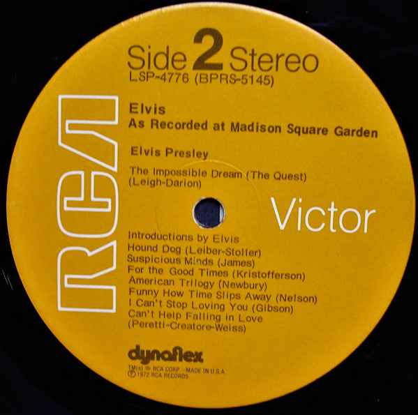 Elvis As Recorded At Madison Square Garden