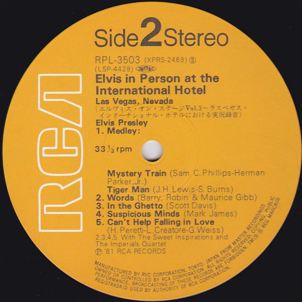 Elvis In Person At The International Hotel Las Vegas, Nevada