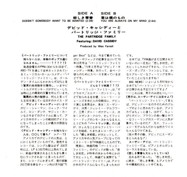 Doesn't Somebody Want To Be Wanted = 悲しき青春