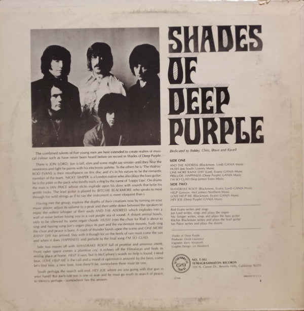 Release: Shades Of Deep Purple-Vinyl-US-1968-T-102-14115112