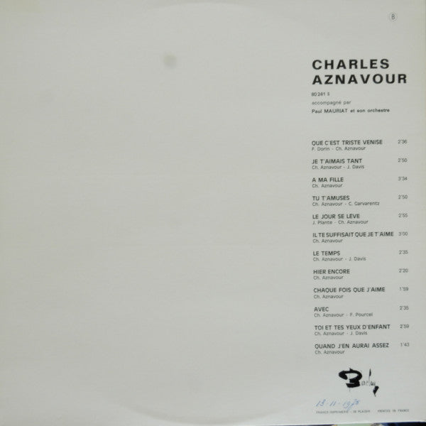 Charles Aznavour Accompagné Par Paul Mauriat Et Son Orchestre