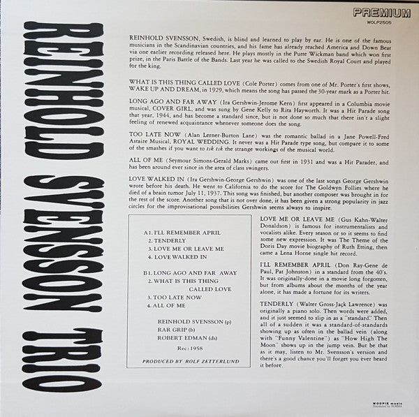 Reinhold Svensson Plays Standards