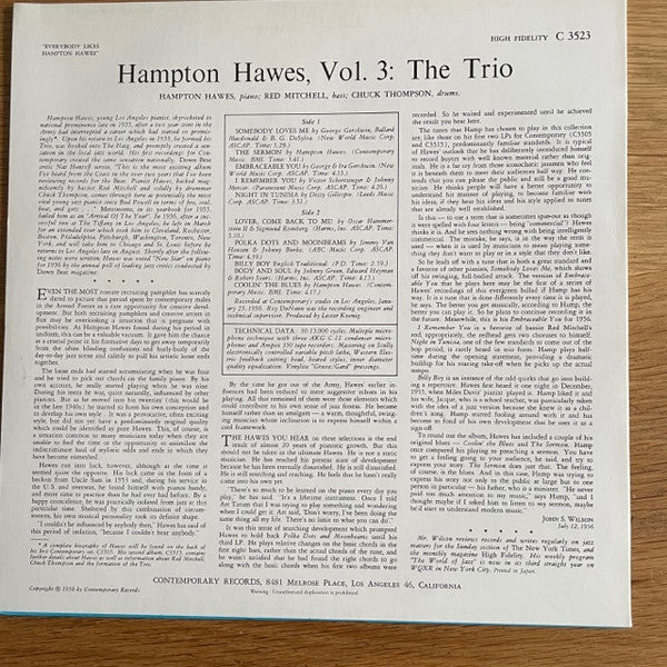 Everybody Likes Hampton Hawes, Vol. 3: The Trio