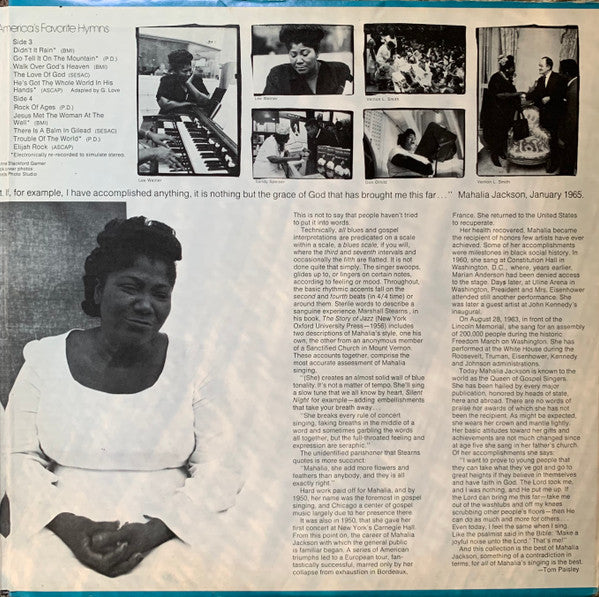 Mahalia Jackson Sings America's Favorite Hymns