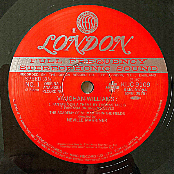 Fantasia On A Theme By Thomas Tallis / The Lark Ascending / Five Variants Of Dives And Lazarus / Fantasia On Greensleeves (Vaughan Williams Concert)