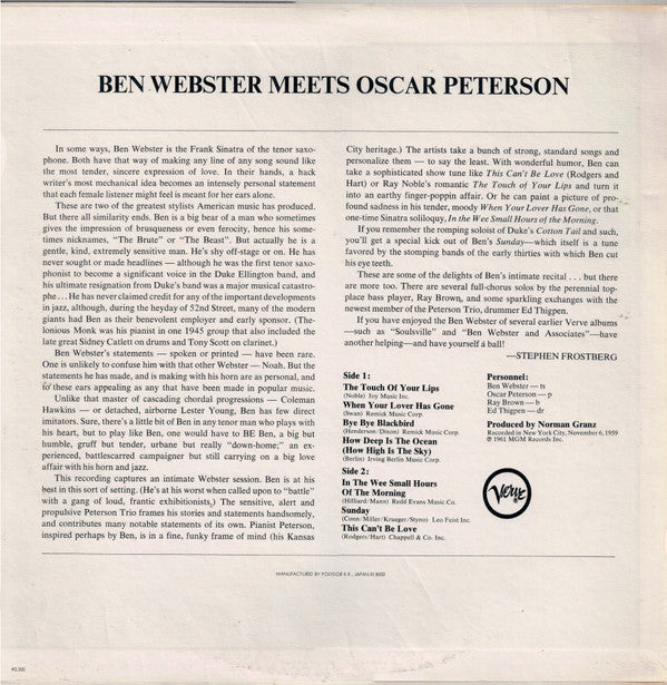 Ben Webster Meets Oscar Peterson