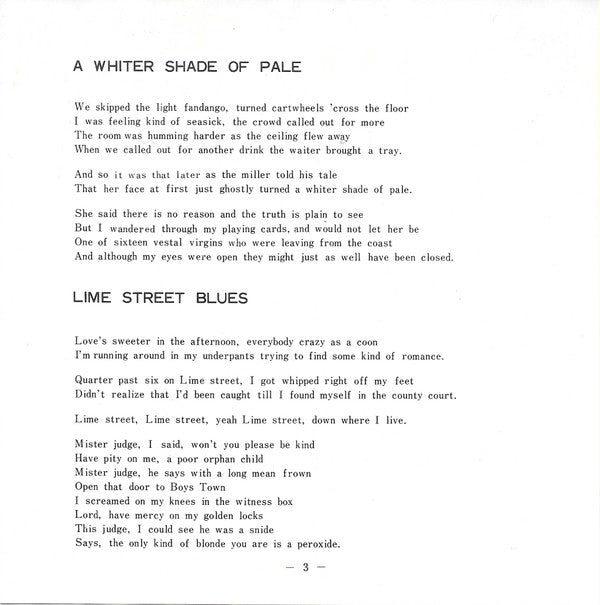 A Whiter Shade Of Pale = 青い影