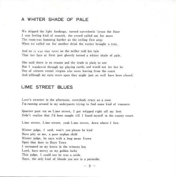 A Whiter Shade Of Pale = 青い影