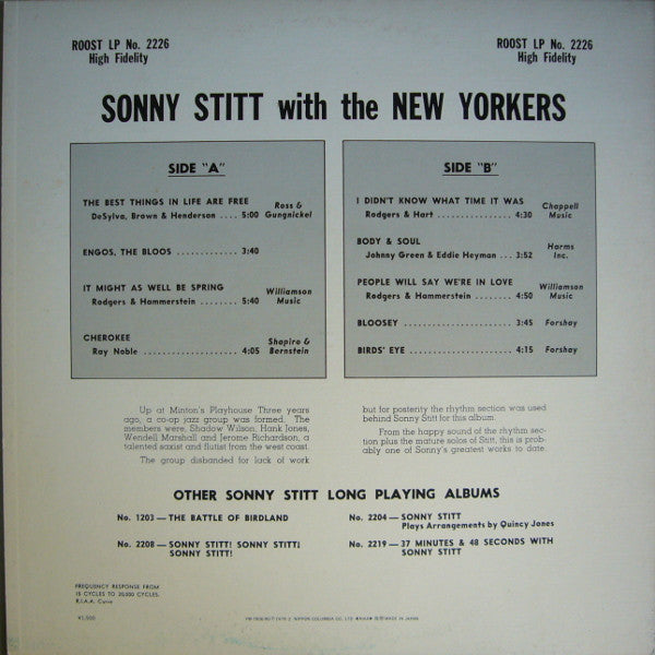 Sonny Stitt With The New Yorkers