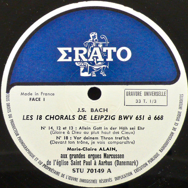 18 Chorals De Leipzig BWV 652 - 658 - 662 À 668