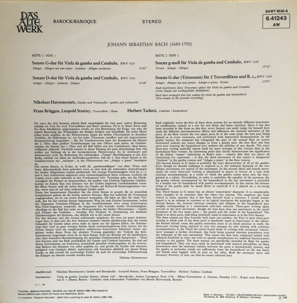 Johann Sebastian Bach: Gamba Sonatas - Trio Sonata in G major