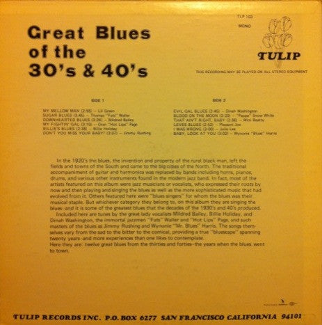 Great Blues Of The 30's & 40's