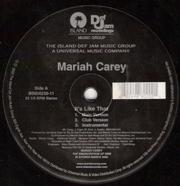 Master Release: It's Like That by Mariah Carey