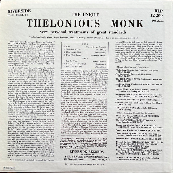 The Unique Thelonious Monk