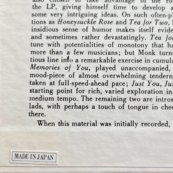 The Unique Thelonious Monk