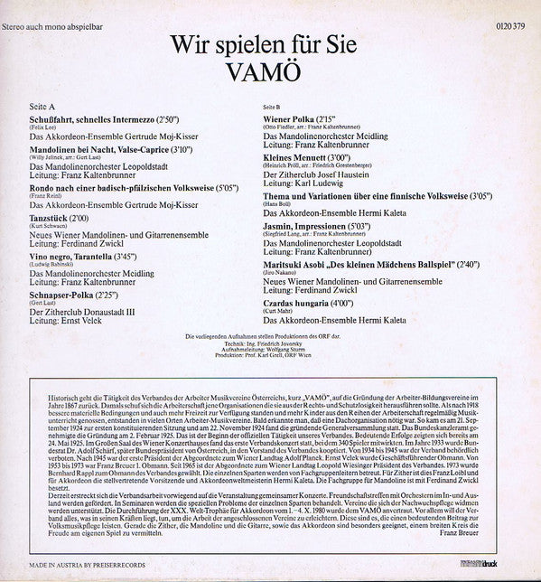 Wir Spielen Für Sie / VAMÖ