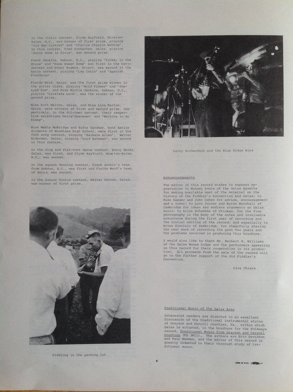 Galax Va. Old Fiddlers' Convention