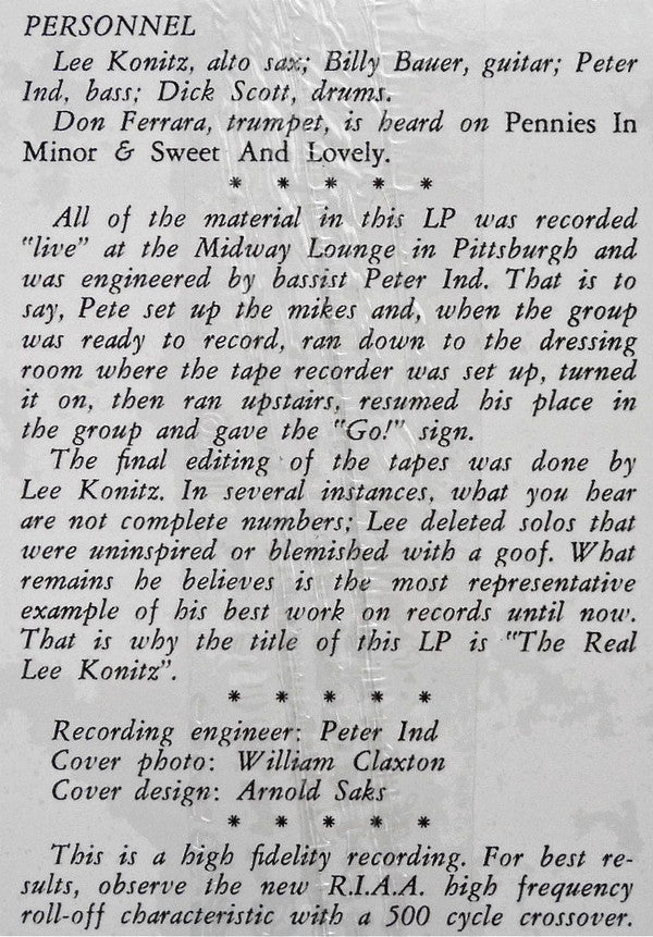 The Real Lee Konitz