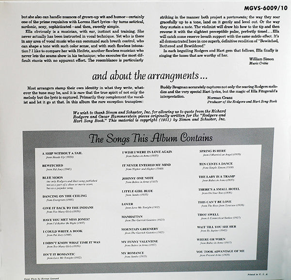 Ella Fitzgerald Sings The Rodgers And Hart Song Book