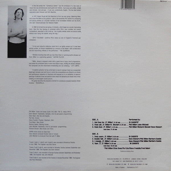 Release: Split Seconds-Vinyl-UK-1988-RECK 8-1022649