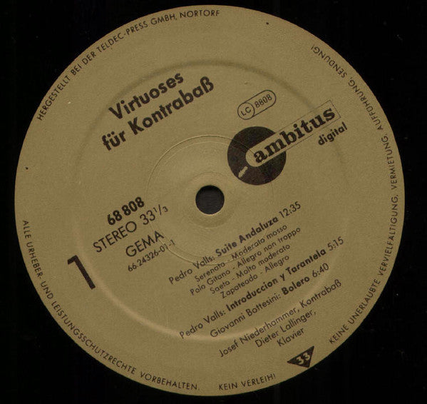 Virtuoses Für Kontrabass (Werke Von G.Bottesini P.Valls H.Fryba)