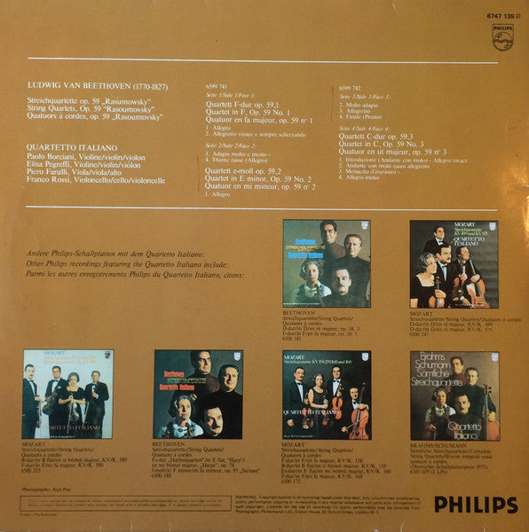 «Rasumowsky» Streichquartette = String Quartets = Quatuors A Cordes Op.59 Nos.1, 2, 3