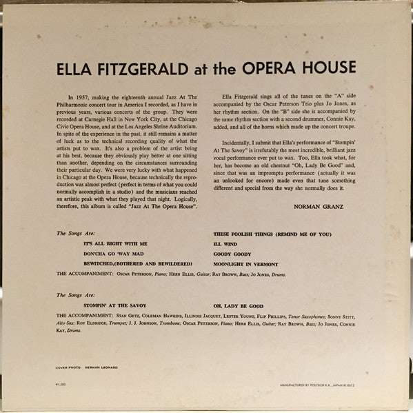 Ella Fitzgerald At The Opera House