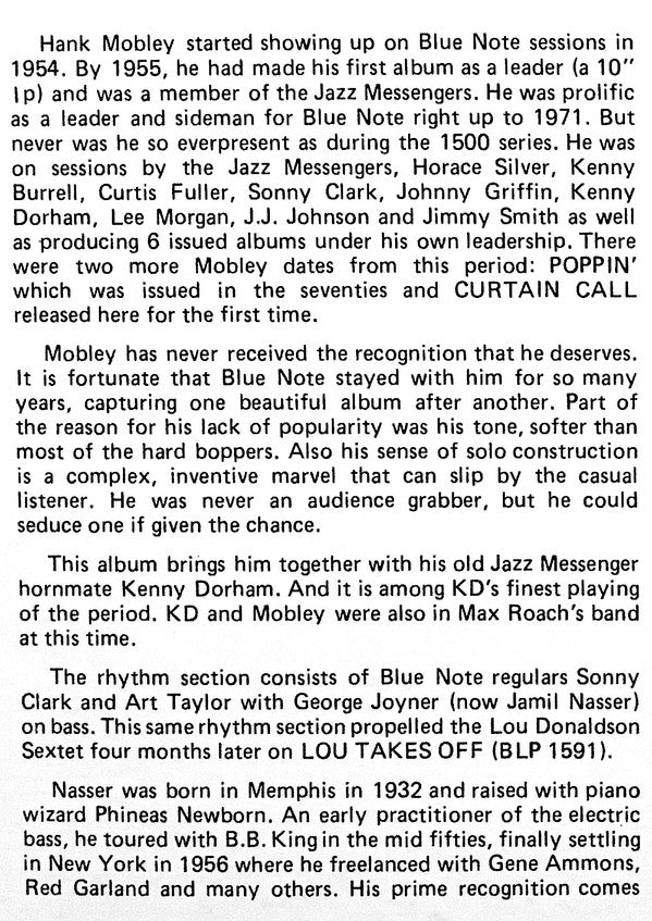 Hank Mobley Quintet Featuring Sonny Clark