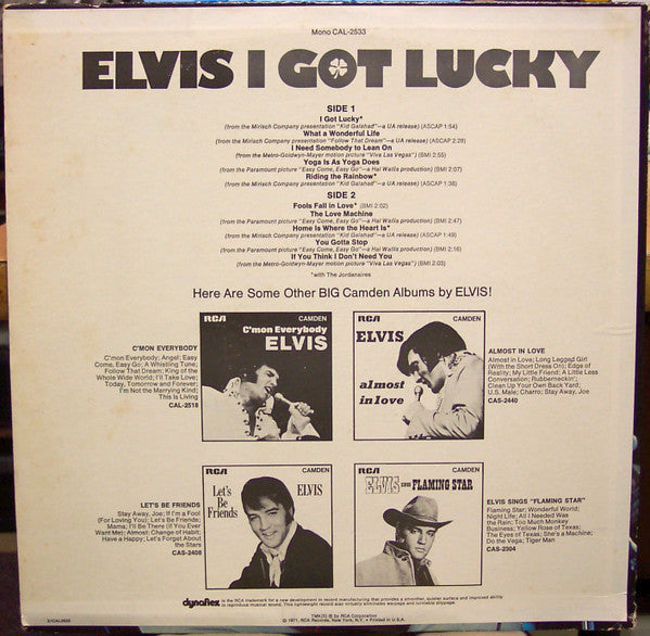 Release: I Got Lucky-Vinyl-US-1971-CAL-2533-2249884