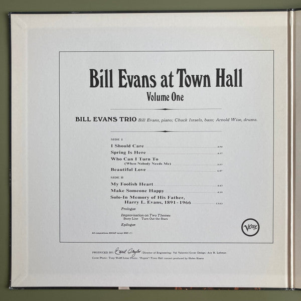 Bill Evans At Town Hall (Volume One)