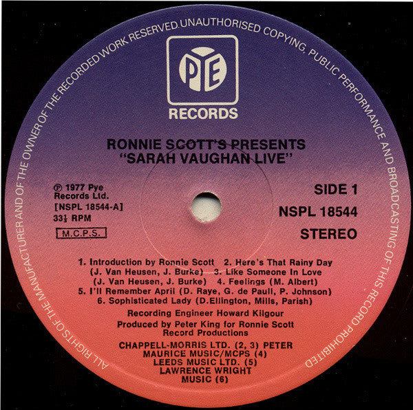 Ronnie Scott's Presents Sarah Vaughan Live