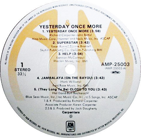Carpenters Vol.1 - Yesterday Once More