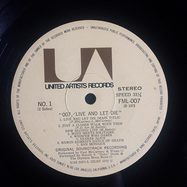 007/死ぬのは奴らだ = Live And Let Die (Original Motion Picture Soundtrack)