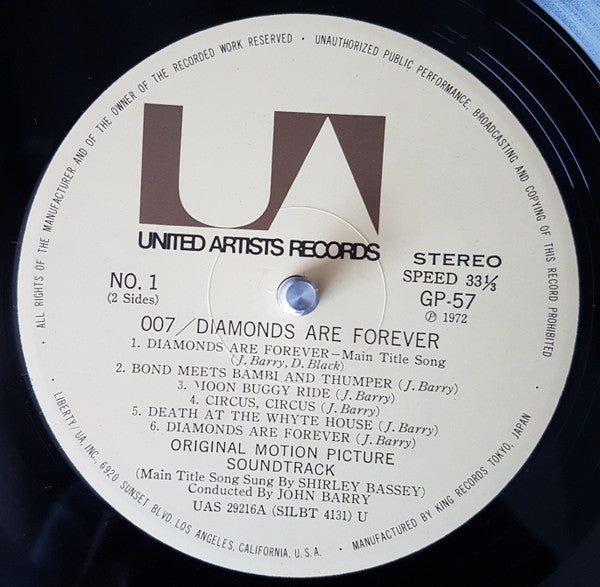 007/ダイヤモンドは永遠に = Diamonds Are Forever (Original Motion Picture Soundtrack)
