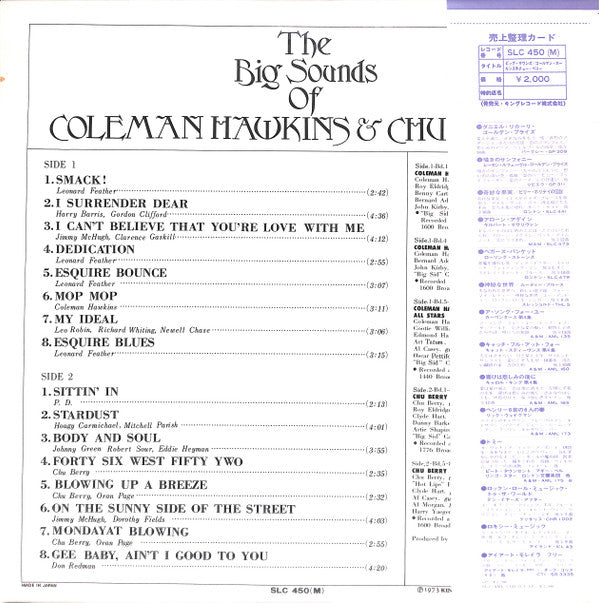 The Big Sounds Of Coleman Hawkins And Chu Berry