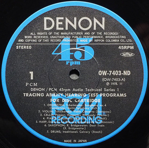 Tracing Ability Hearing Test Programs For Disc Cartridge