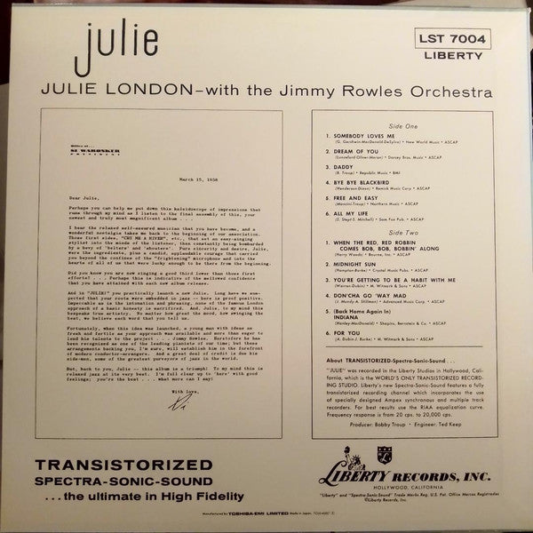 Julie London - with the Jimmy Rowls Orchestra