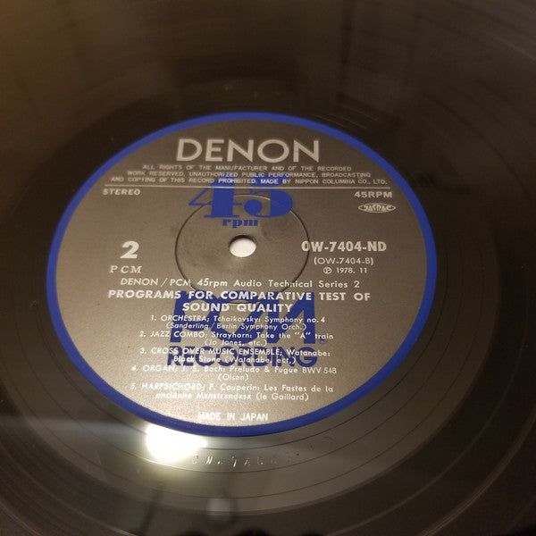 Programs For Comparative Test Of Sound Quality