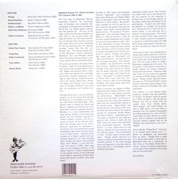 Release: Windy City Blues The Transition 1935 To 1953-Vinyl-US-None-101-11600041