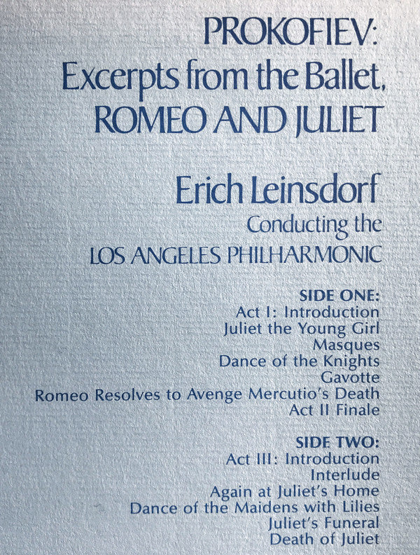Excerpts From The Ballet, Romeo And Juliet