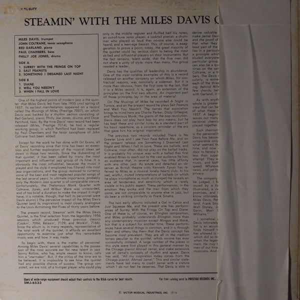 Steamin' With The Miles Davis Quintet