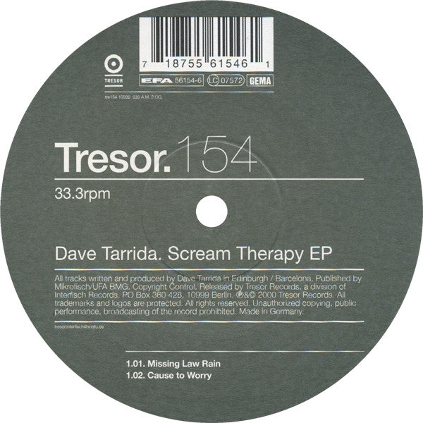 Release: Scream Therapy-Vinyl-Germany-2000-Tresor. 154-3983
