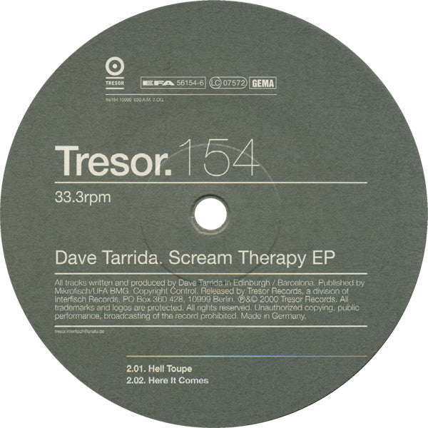 Release: Scream Therapy-Vinyl-Germany-2000-Tresor. 154-3983
