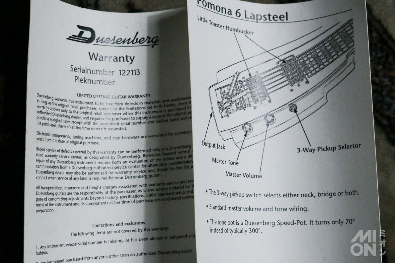 Duesenberg DLS-P6 Lap Steel Pomona 6 Yellow Black