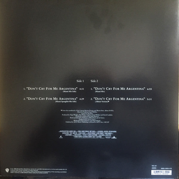 Master Release: Don't Cry For Me Argentina by Madonna