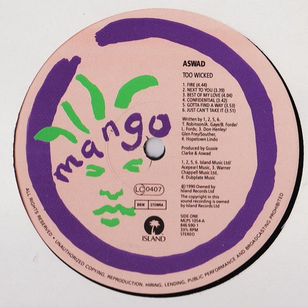 Master Release: Too Wicked by Aswad